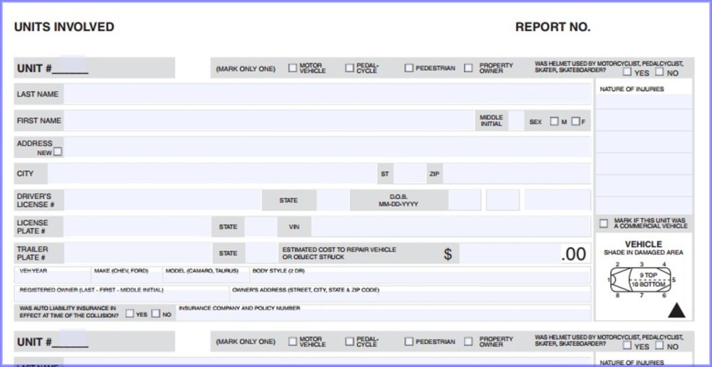 Washington State Patrol Collision Report Form