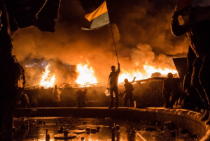 Kiev is on fire as the battle between pro-Putin forces and anti-Putin rebels intensifies.